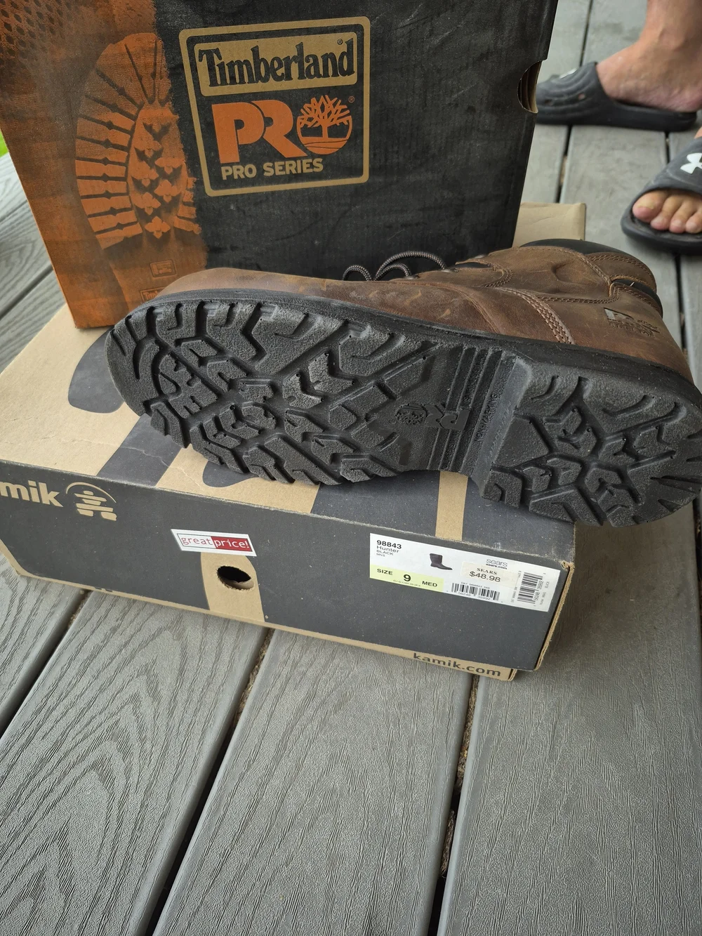 Timberland PRO Brown Leather Work Boot with Black Collar Steel Toe